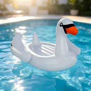 Giant Inflatable Swan Floating Island, 4-Person 925LBS Capacity Raft with 4 Cup Holders, Electric Pump Included for Pool, Lake & Summer Party