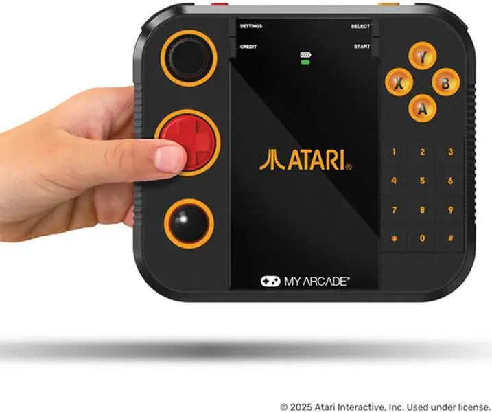 New My Arcade Atari Gamestation Pro Wireless Rechargeable Gamepad Controller - Black, Cable-Included Console Accessory, Batteries Built-In, Integrated Paddle, Smartglow™ Keypad for Glowguided Play, Ideal Gift