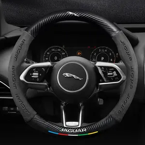 Jaguar Suede Carbon Fiber Steering Wheel Cover, Fits Xf Xe F-Pace E-Pace I-Pace X250 F-Type Xj XS-Series, Car Interior Accessory
