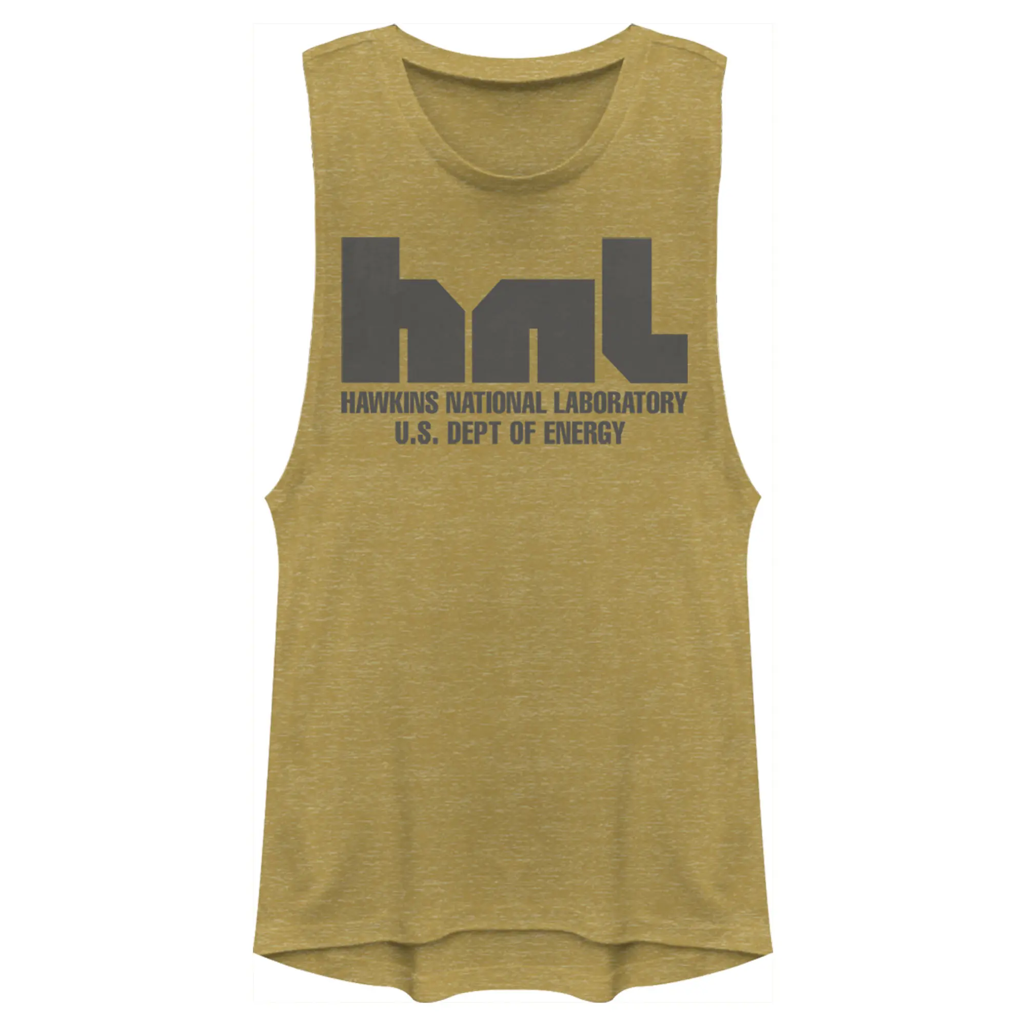 Juniors Womens Stranger Things Hawkins National Lab Logo Festival Muscle Tee