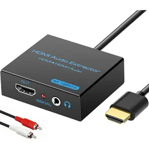 Hdmi audio extractor splitter 4k 35mm adapter converter with aux rca l or r stereo output support 1080p 3d compatable for ps4 fire stick blu ray player etc