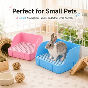 Durable Square Rabbit Litter Box - Anti-Tipping & Splash-Proof, Plastic Mesh Toilet for Guinea Pigs, Dwarf Rabbits, Small Pets, Hamsters, Chinchillas, Prevent Urine Spraying