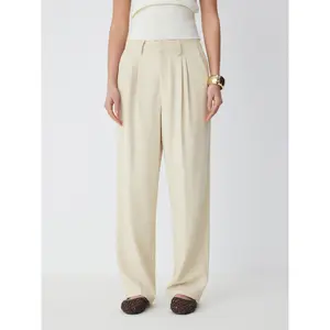Cider Mid Rise Pleated Straight Leg Trousers
