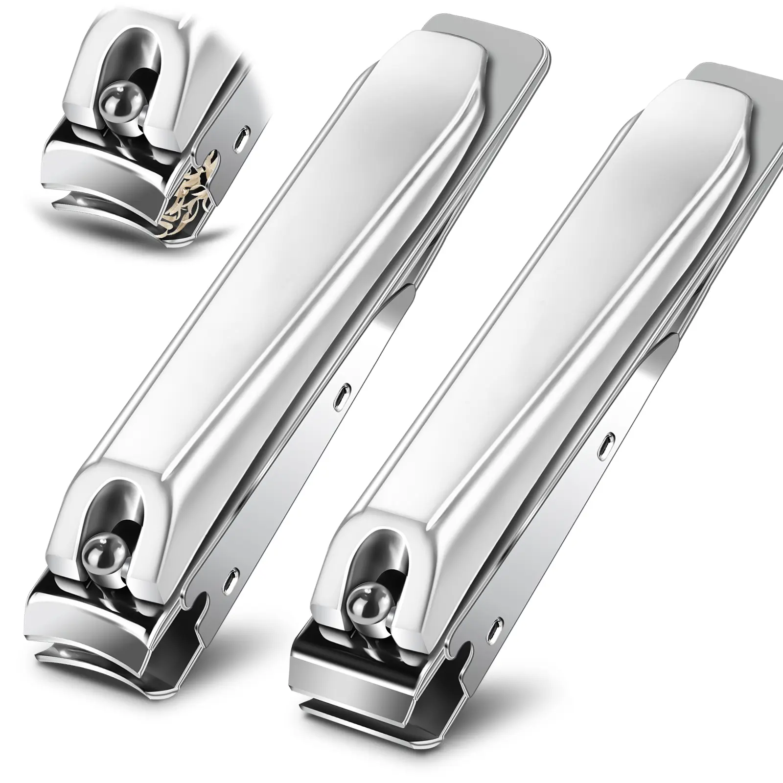 Nail Clippers for Thick Nails – 2 Pack Heavy Duty Toenail & Fingernail Clippers, Precision Stainless Steel Nail Cutter Set for Men