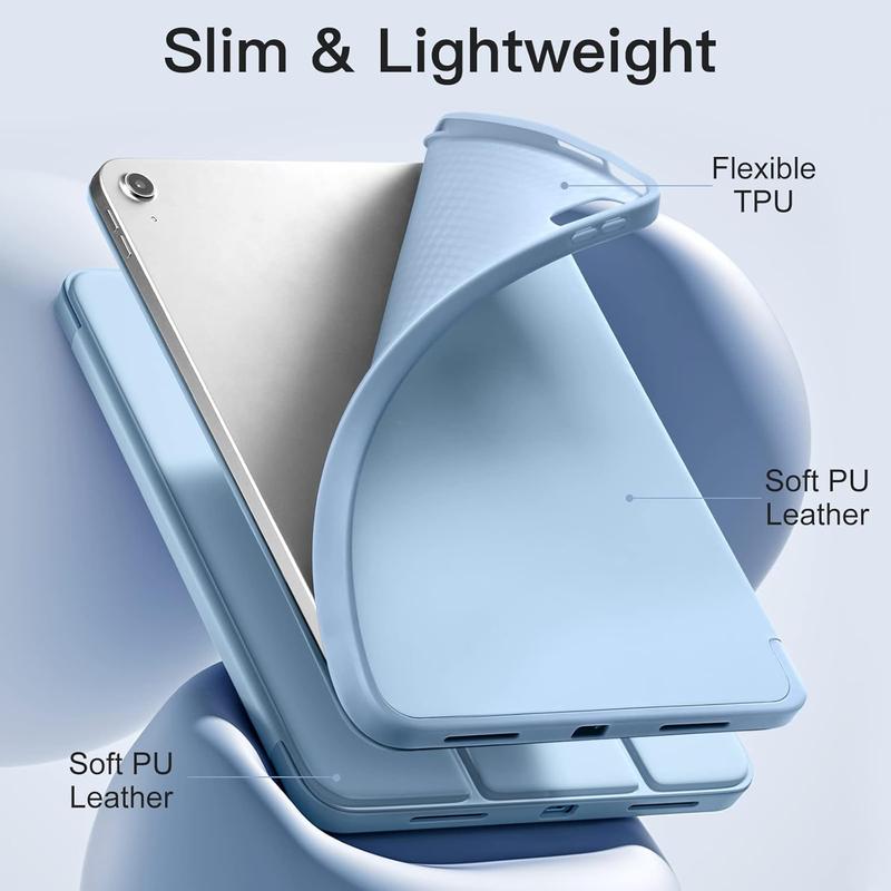 Case for iPad (A16) 11 Inch 2025/iPad 10th Generation 10.9 Inch 2022, Slim Trifold Stand Protective Cover with Pencil Holder and Soft TPU Back,Support Auto Sleep/Wake (Sky Blue)