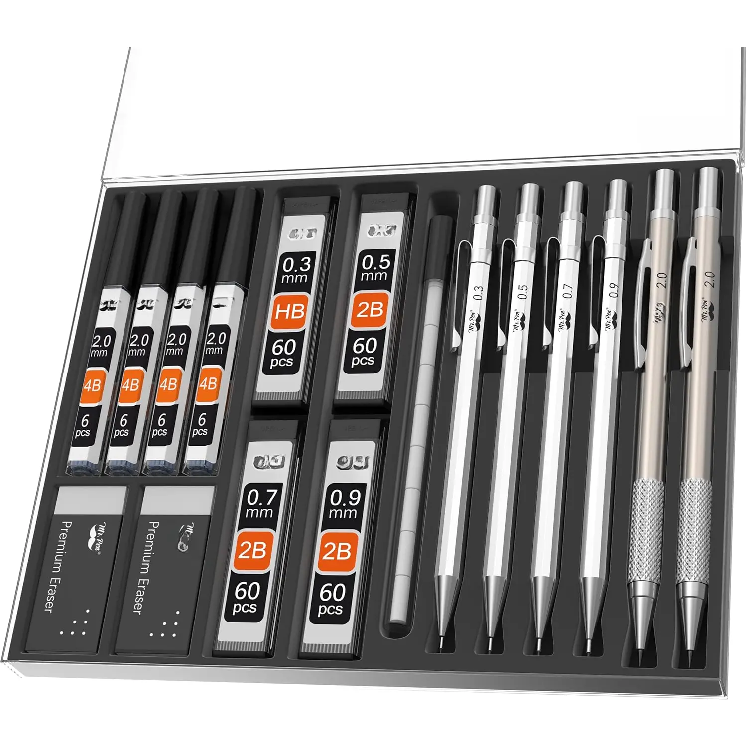- Metal Mechanical cil Set, 5Sizes, 0.3, 0.5, 0.7, 0.9, 2mm, Mechanical cils, Sketching cils, Drafting cil, Mechanical cil Metal, Lead cils, Drawing Mechanical cils
