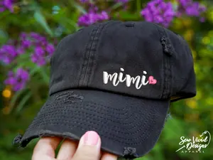 Mimi with Heart Hat | Distressed Baseball Cap OR Ponytail Hat |  Gift for Mimi | Mimi Gift