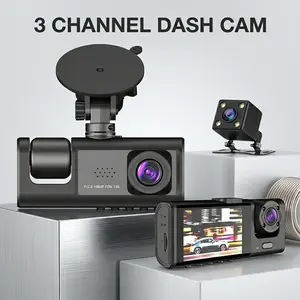 3 Channel Dash Cam Front Inside and Rear, 1080P Triple Lens Dash Camera for Cars, Infrared Night Vision Dashcam for Uber Lyft Rideshare Drivers, 24H Parking Monitor, Loop Recording, G-Sensor, 170° Wide Angle, Support 128GB Max