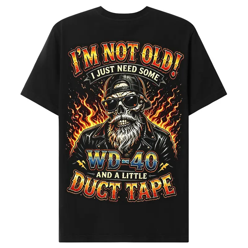 Chaosmoda Generation X I'm Not Old I Just Need Some Wd-40 And A Little Duct Tape Custom Year Skull T-shirt | Vintage Streetwear Shirt for Men Breathable Cotton