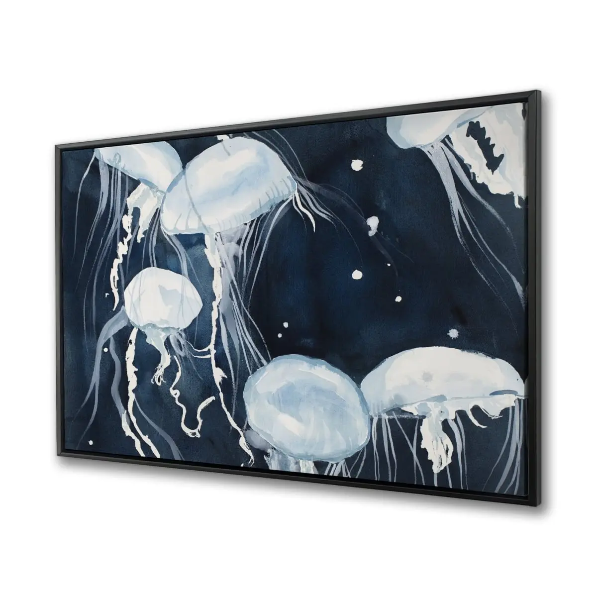 360 stand Vibrant Blues Marine Scene Framed Wall Artwork - 36x48 in. Artistic Decor Print, Home Decoration for Living Room Spaces, Colored Wall Arts, Coastal, Coastal Decor, Wall Decor