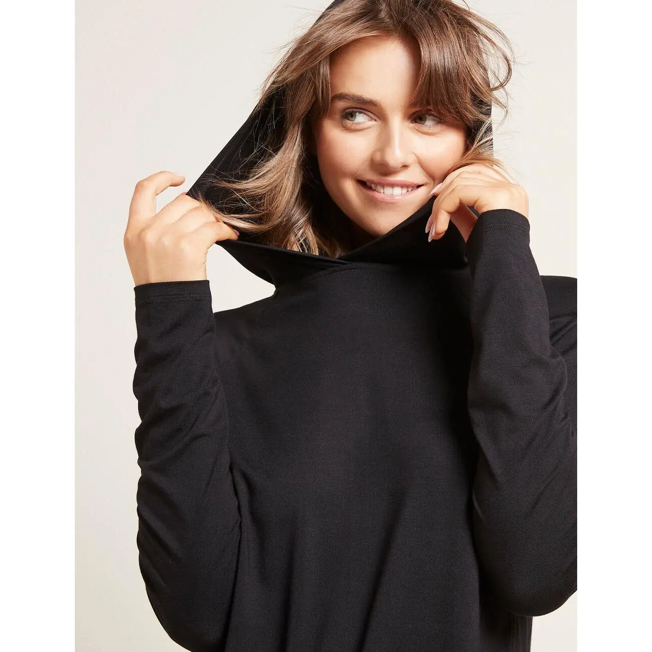 Women's Long Sleeve Hooded T-Shirt - Black