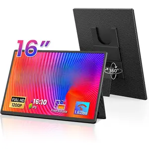 Portable , 16" 1200P FHD Laptop Screen Extender, Detachable Horizontal/Vertical , Plug & Play Dual Travel  Build-in Speaker for Laptop//Windows