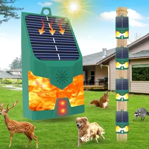 Ultrasonic bird repeller, solar-powered + USB-powered animal repellent device, flame lamp rodent repeller, light-sensitive animal expeller