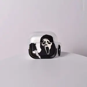 Trendy Skull Face Mask Earphone Case for AirPods Pro3 Earbuds, Wireless Bluetooth-compatible Headset Cover, Anti-Collision Protection, Unisex, Fits AirPods 1/2/3/4, Headphones