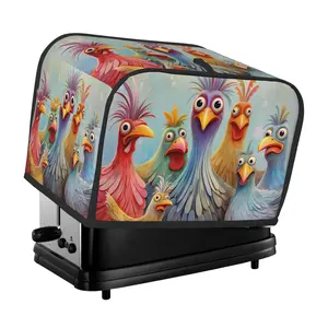 Colorful Rooster Pattern Toaster Cover 2-Slice Model Dust & Fingerprint Resistant Machine Washable Easy-to-Clean Kitchen Accessory Decoration