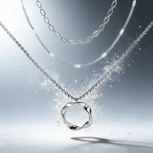 AELNEN Dual-Tone Multi-Layered Chain Necklace Set - Twisted Ring Pendant Layering Necklaces - Minimalist Modern Jewelry - Gift for Her