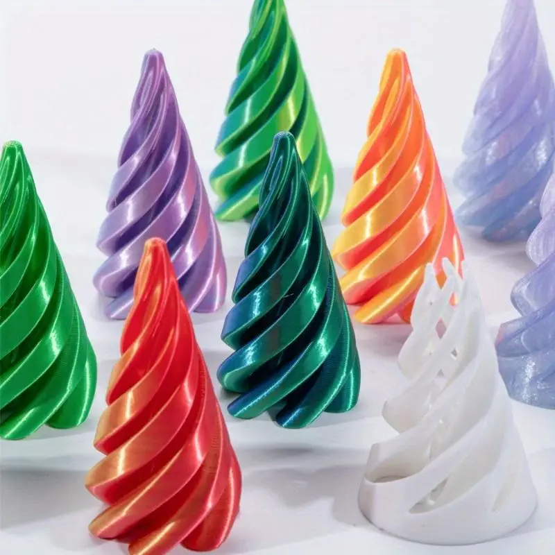 3D Printed Spiral Cone Shape Ornament, 2 Counts/set Creative Desktop Decoration, Festive Decorations for Home Party & Festival