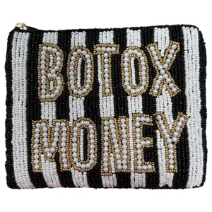Botox Money XL Beaded Coin Purse - White