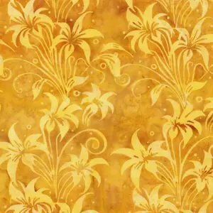 Fabric Lumin Yellow Cornmeal Lily Florals Colorburst Island Batiks by the Quarter Yard 712516240
