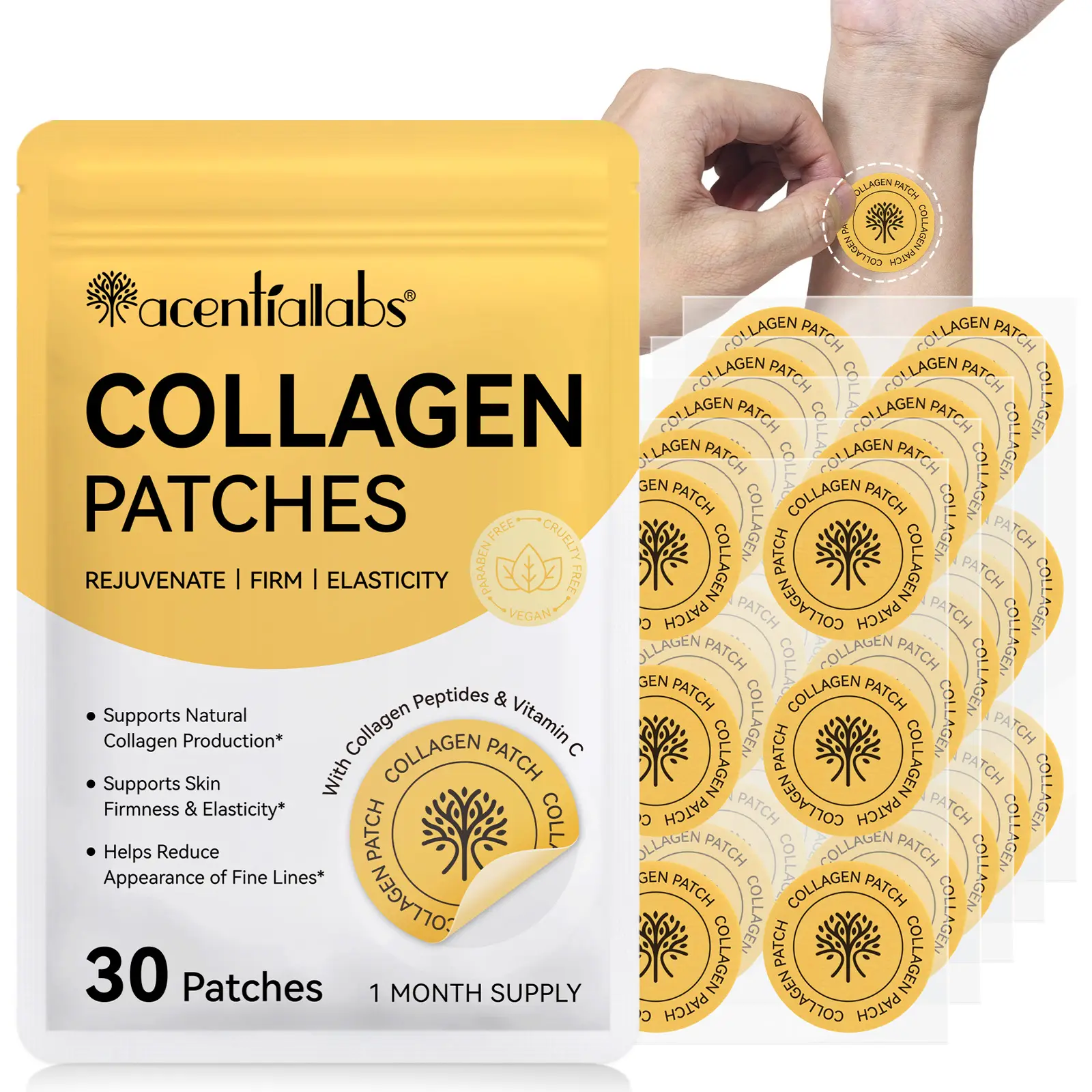 Aceternalabs Collagen Patch 30pcs, Collagen Neck Patch, Easy Application & Absorption, Daily Skincare Patches, Collagen Routine, Skin Repair, Collagen Melting Patch