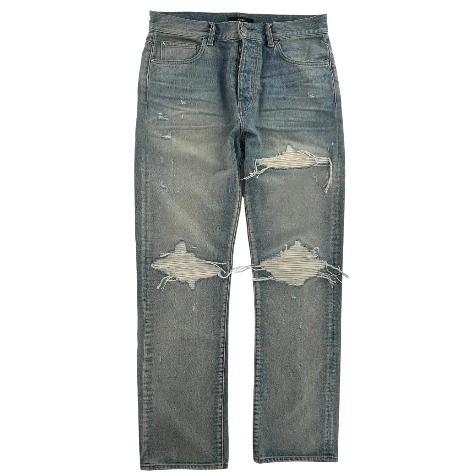 1189010 AMIRI Suede Straight Mx1 Jeans Antique Indigo