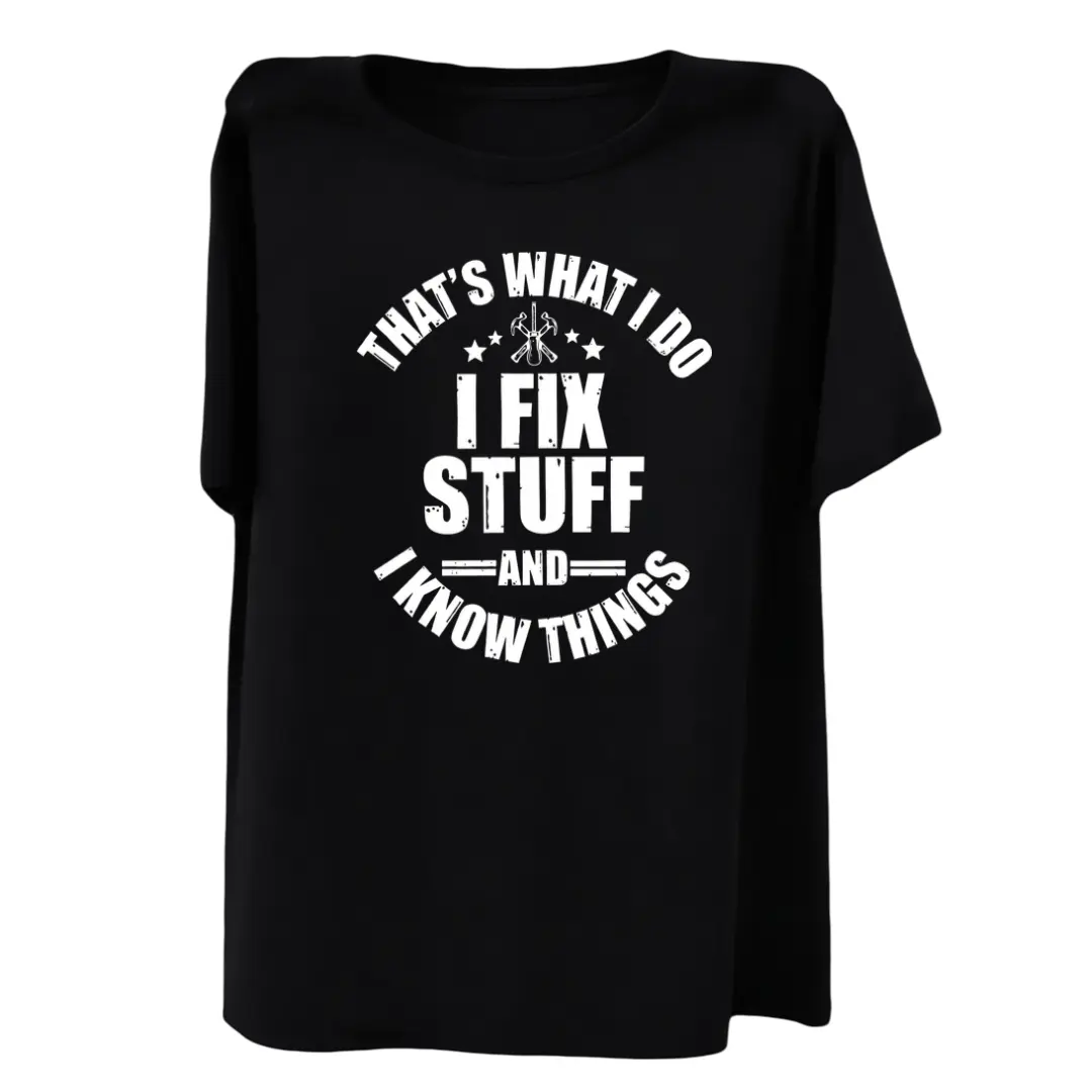 Comfort Colors "I Fix Stuff" T-shirt, funny engineer shirt, woodworking tee, garage outfit for men, tools graphic shirt, handy dad gift Casual Streetwear Clothes