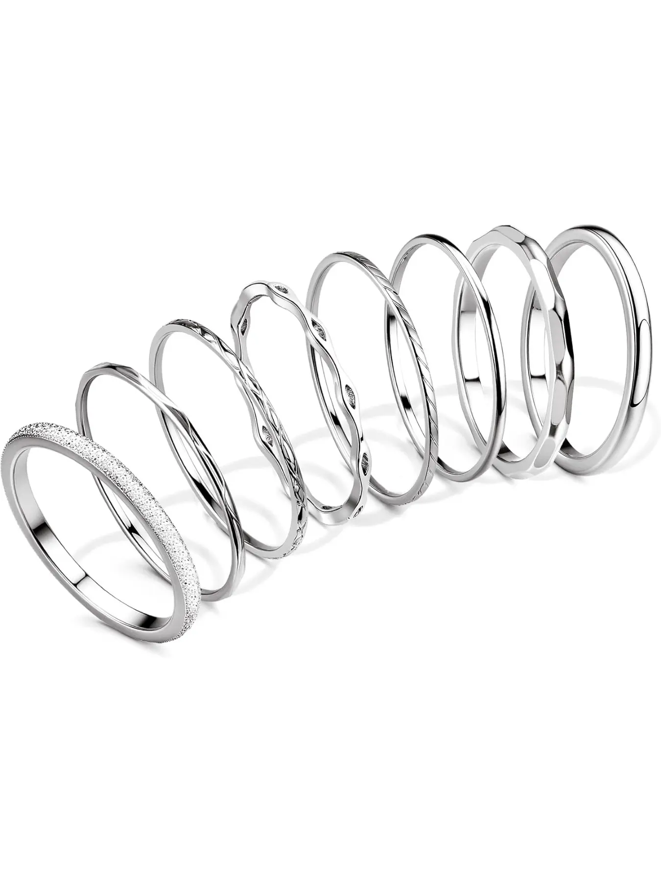 8Pcs 1MM 2MM Stainless Steel Rings for Women Men Minimalist Modern Fashion Dainty Plain Thin Knuckle Stacking Midi Thumb Rings Stackable Statement Band Rings Set Silver Gold Tone Size 4-12 Jewelry Jewellery