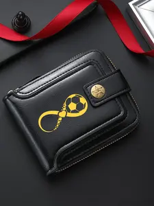 Unisex Football Print Short Wallet, Portable Card Holder, Durable PU Leather Multi-Card Slots, Casual Style for All Seasons