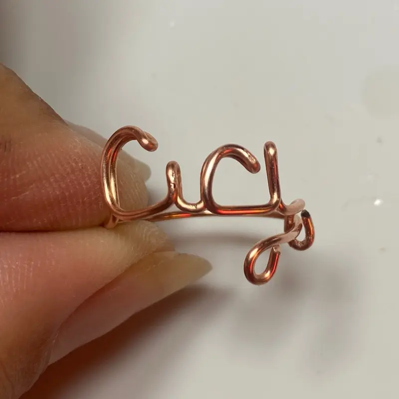 Adjustable CUSTOM Name Ring - pure copper Wire, Fits Any Finger, Choose Your Name (contact me first)