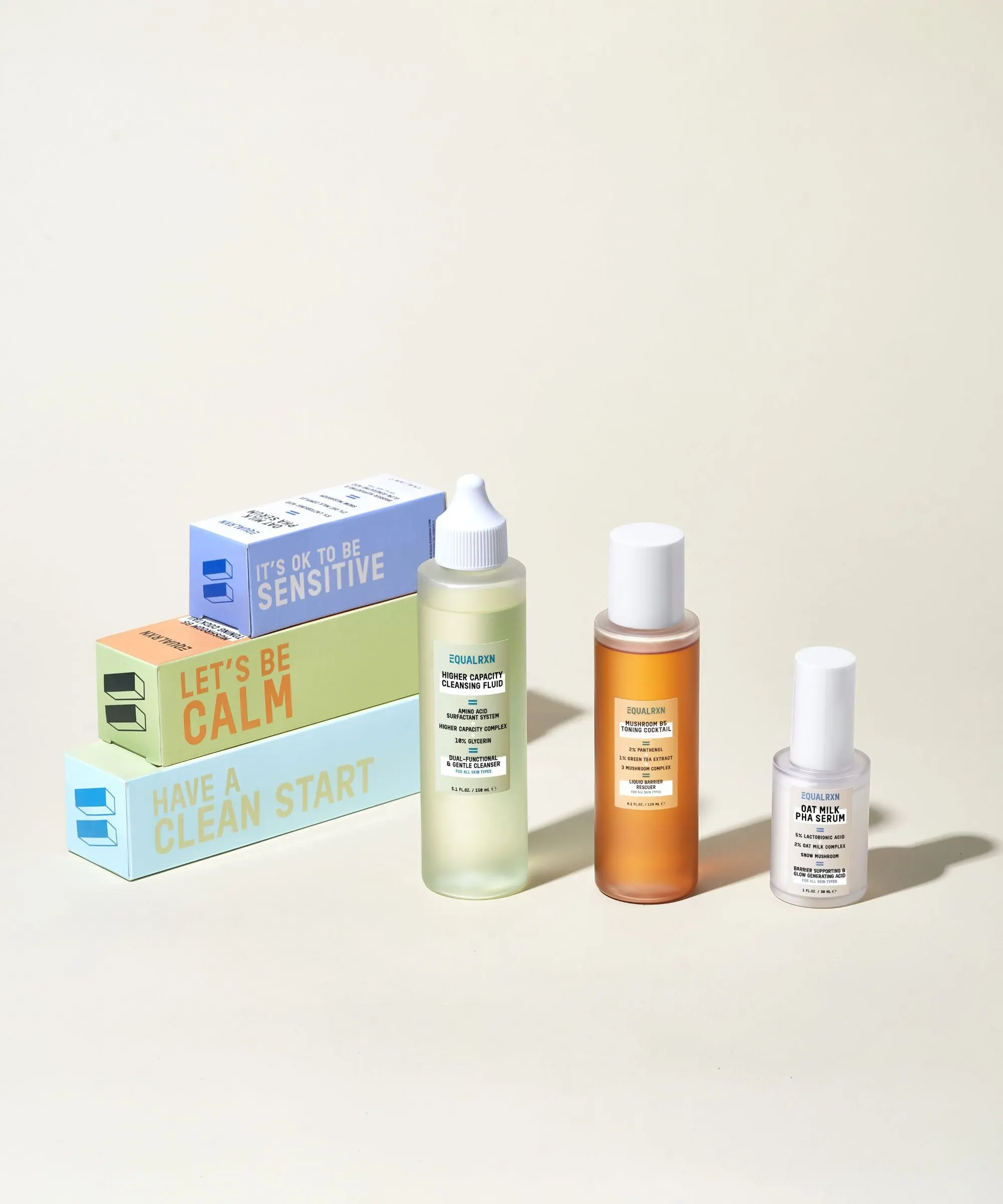 Good Skin Fundamentals Bundle - Higher Capacity Cleansing Fluid, Mushroom B5 Toning Cocktail, Oat Milk PHA Serum by EqualRXN