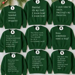 Elf Movie Sweatshirts Ver 2, Funny Elf Quotes For X-mas, Elf Movie Quote Sweatshirts, Family Christmas Matching Sweats, Family Christmas With Quotes