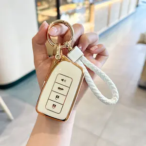 ACEBOY for Lexus Key Fob Cover Soft TPU Protection Car Key Case Shell with Keychain Compatible with Lexus RX is ES GS LS NX RS GX LX RC LC Smart Key White