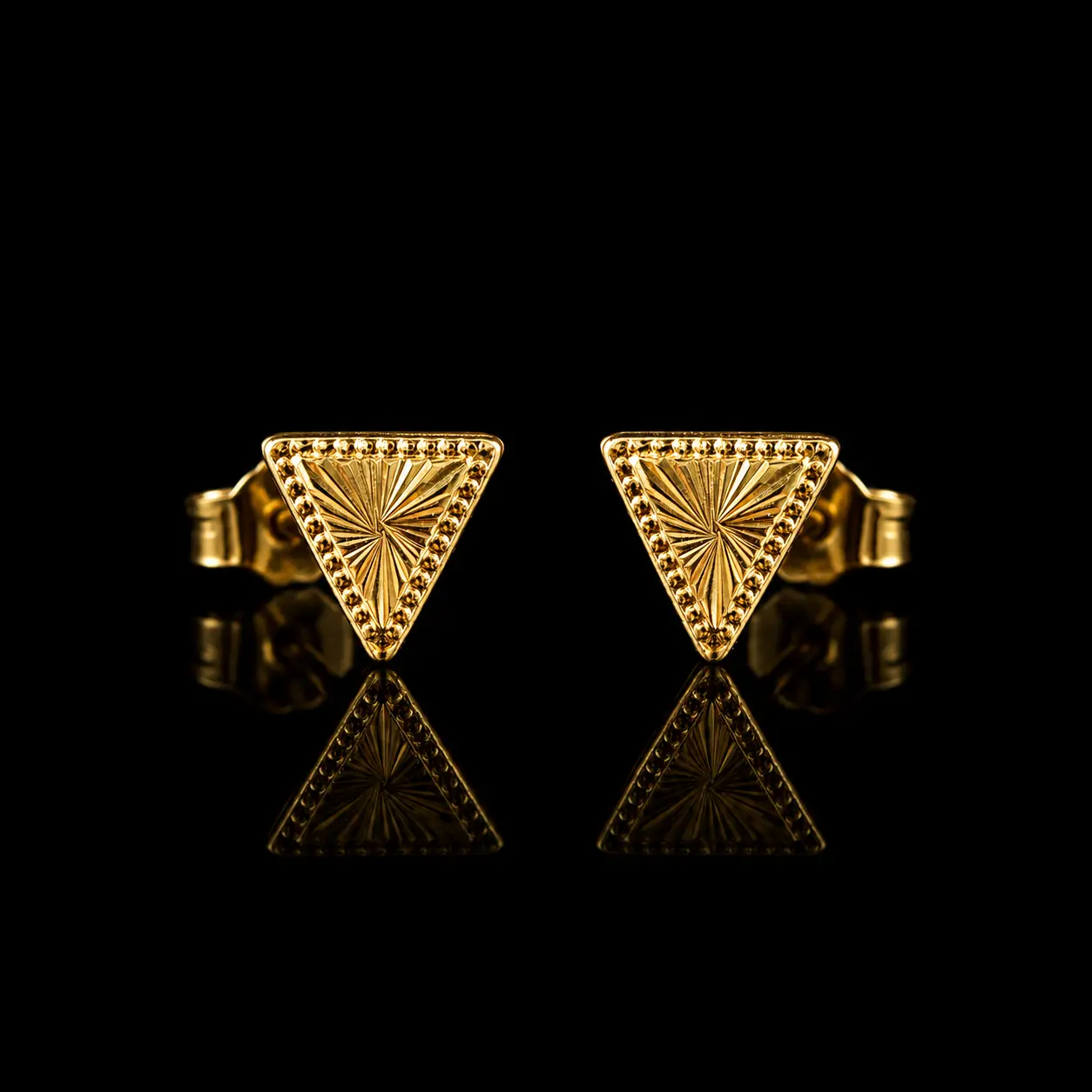 Radiant Triangle 18K Gold Stud Earrings