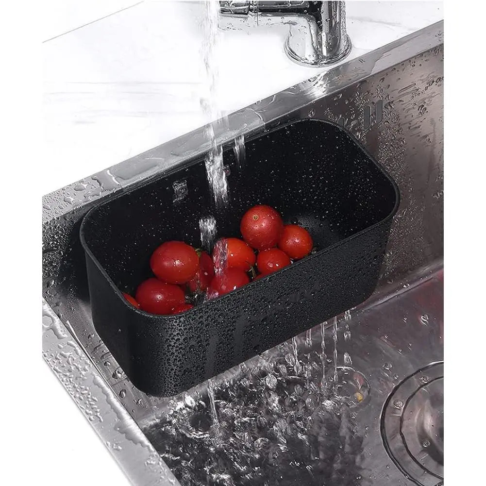 7.2" Size Stainless Steel Detachable Reusable Hanging Drain Strainer Basket - 7.2x3.5x3.5 inch Draining Gadget with Adhesive Base, Embossed Texture, Frosted Surface, Sponge Organizer for Bathroom, Kitchen Waste Filtering (Home Supplies), 7.2X 3.5X3.5 Inch