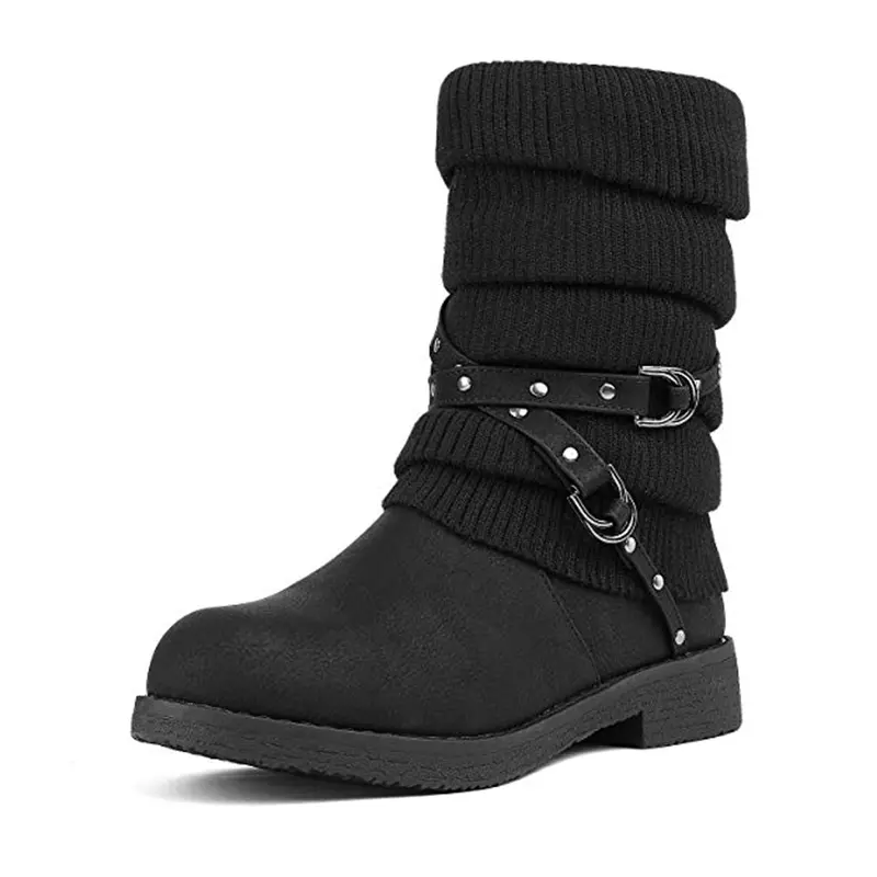 Dream Pairs Women's Mid-Calf Snow Boots - Soft Platform, Buckle Strap Footwear, Waterproof Seams, Warm Faux-Fur Lining, Traction Outsole, Winter Shoe