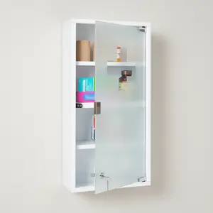 4-Shelf Lockable Medicine Cabinet with Glass Door