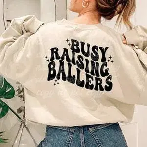 Baseball Crewneck Sweater Busy Raising Ballers Fabric Graphic Everyday Womenswear