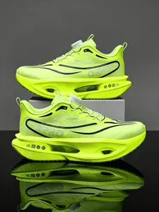 Unisex ETPU Cushioned Sports Shoes, Multicolor Carbon Plate Running Shoes with Dial Buckle, Trendy Lightning Print Mesh
