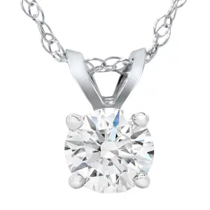 5/8ct Lab Grown Diamond Round Solitaire Pendant 14K White Gold