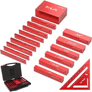 16 PCS Setup Blocks Height Gauge Set for Woodworking, Aluminum Setup Bars with Case and Square Ruler for Router and Table Saw Accessories