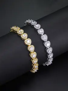 1PC ICED CHICS white zircon heart bracelet, hip-hop accessory, chain bracelet, Heart Shaped Bracelet, for mom, for partner