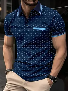 Men's Polo Shirt Short Sleeve, Crown Print Design, Casual Golf Polo Fitted Style, Perfect for Daily Wear & Social Occasions, Ideal Holiday Gift
