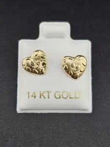 14K Gold Earrings - Heart Nugget