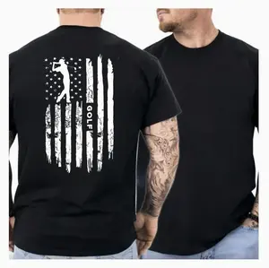 American Flag Golf T-Shirt, Patriotic Golfer Graphic Tee, Black Shirt, Comfortable Unisex Fit, Trending Now, For Men And Women.