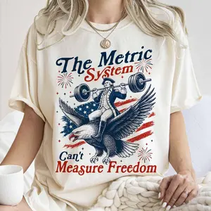 Comfort Colors Metric System Cant Measure Freedom Y2k Graphic Tee, Funny Founding Father Gym Sarcastic 4th Of July American Eagle Unisex T-Shirt - Perfect Gift for Fans