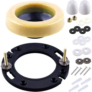 Flange with Wax Ring for Toilets Kit Includes PVC Flange Repair Kit for 3" or 4" Pipes, Fit Install & Repair