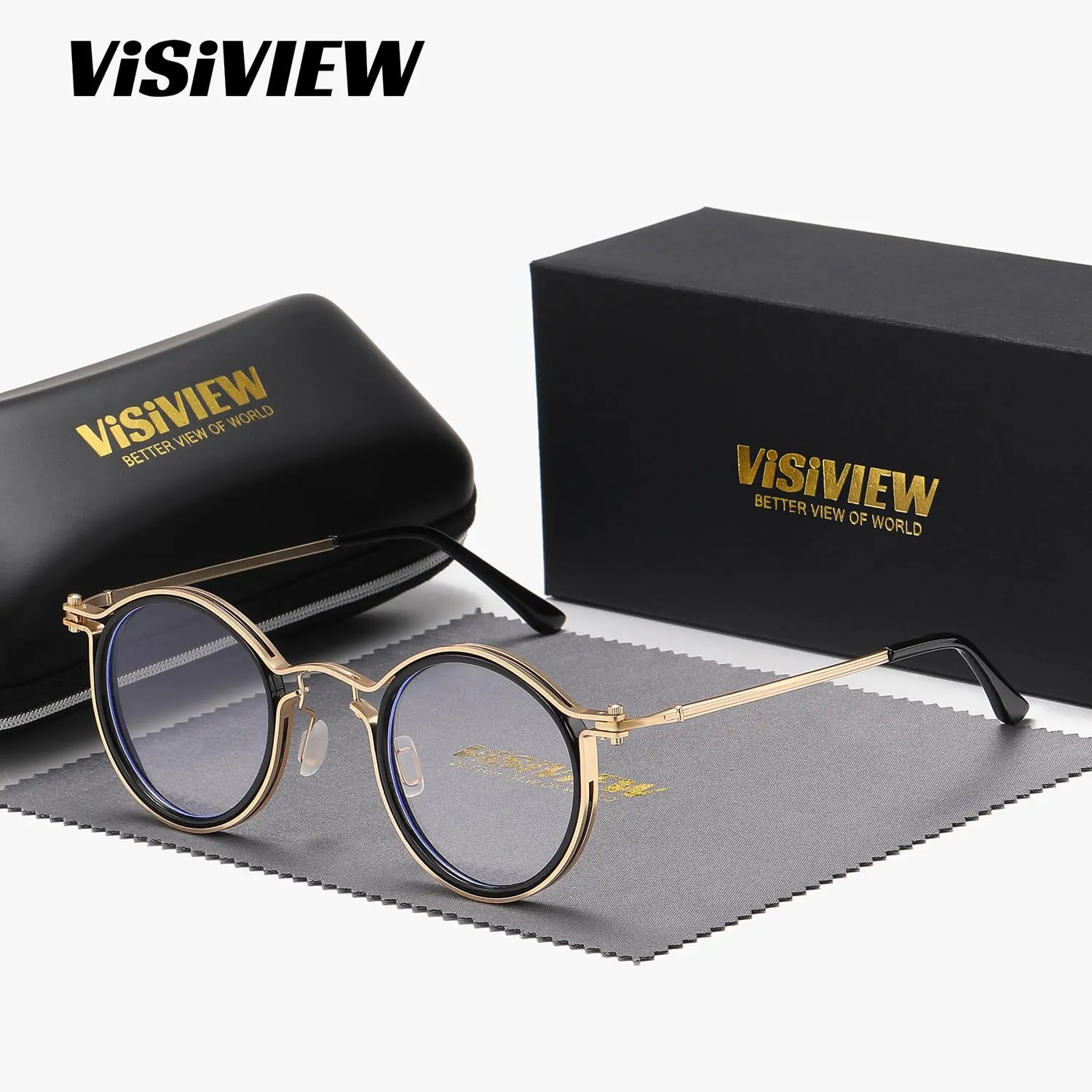 VISIVIEW unisex vintage full-frame glasses with round clear lenses VISIVIEW unisex vintage full-frame glasses with round clear lenses
