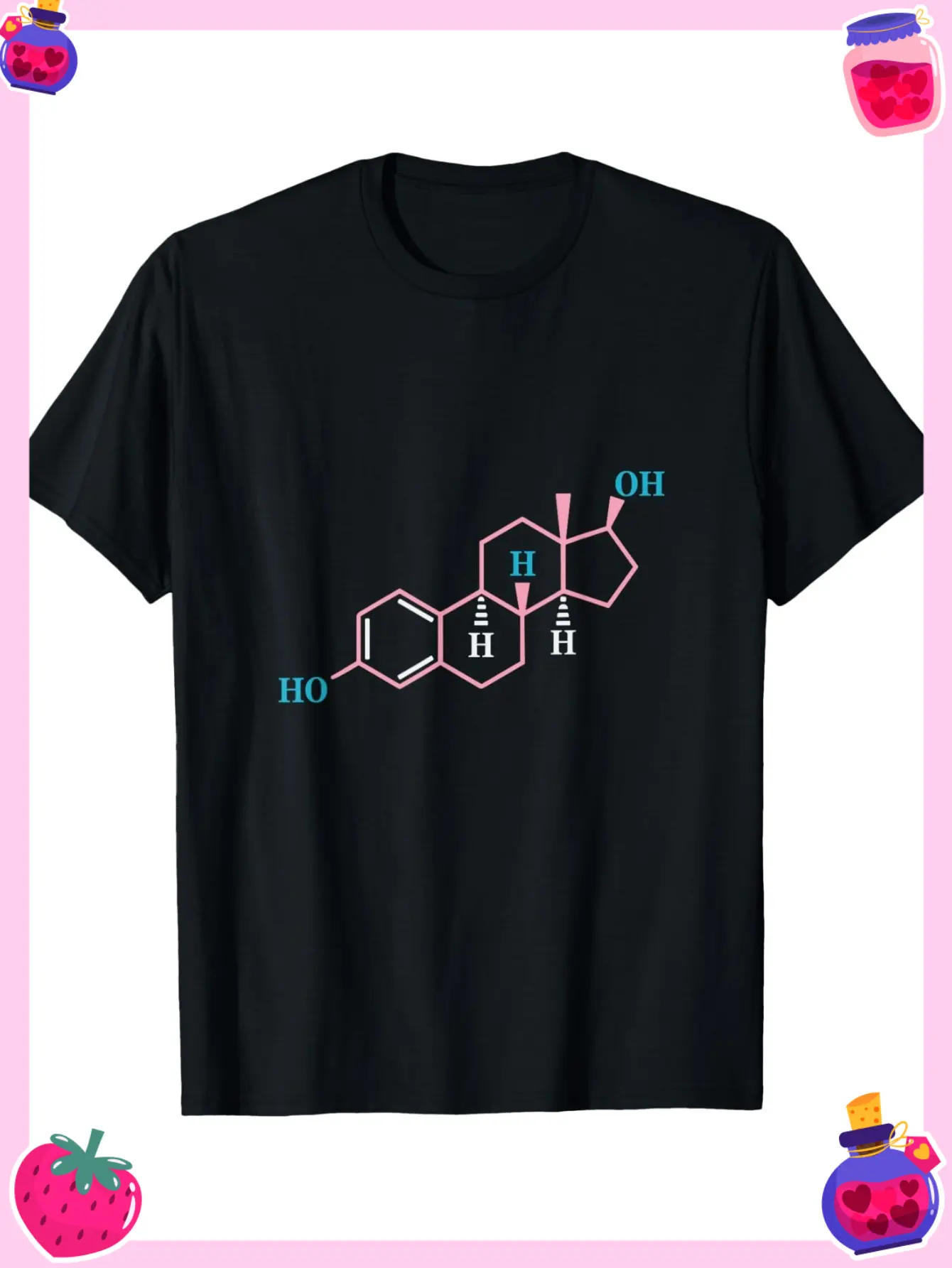 Funny Transgender Trans LGBT Pride Rights Estrogen Molecule T-Shirt 100% Cotton Machine Washable All-Season Comfort Fit Tee for Men Women Themed Prints Gifts for Family Friends or Yourself Suitable for Celebration Support Shirt Unique Design
