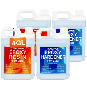 JANCHUN 4 Gallon Crystal Clear Epoxy Resin Kit - High Gloss & UV-Resistance - Easy 1:1 Ratio for Bar and Table Coating, Woodworking, and Resin Art Casting