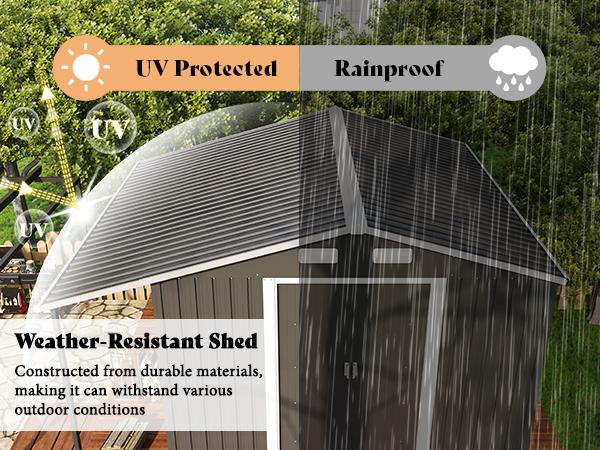 【Ships in Multiple Boxes】AMERLIFE Outdoor Storage Shed with Sliding Doors Two 4-Pane Windows, Open Outdoor Shed for Wood Storage, Dark Grey/White